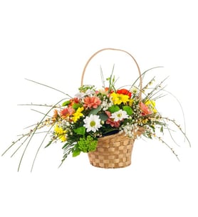 Basket of varied flowers