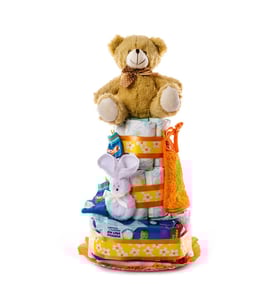 Orange - Medium Diapers Cake by Flores Avril