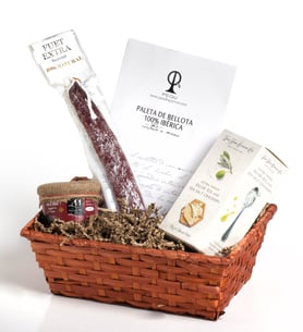 Basket with breakfast for two