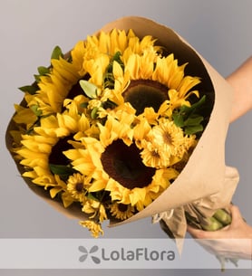 Bouquet de 5 girasoles y margaritas