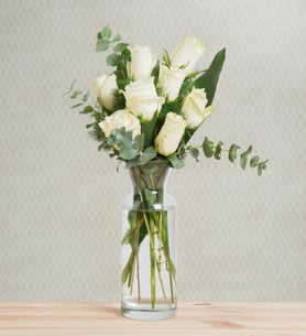 8 White Roses - White Grace
