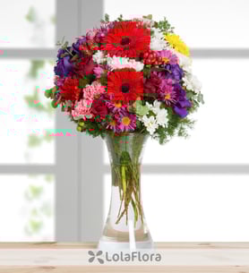 Roses, Gerberas, Lisianthus and Carnations - Colorful Splash