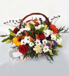 Mixed Flower Basket for New Baby