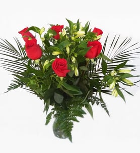 Bouquet of roses and alstroemerias