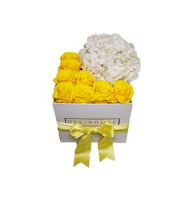Good luck - Roses and hydrangea preserved in square box