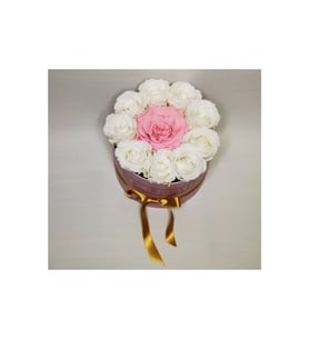 Crowned rose - Preserved roses in round box
