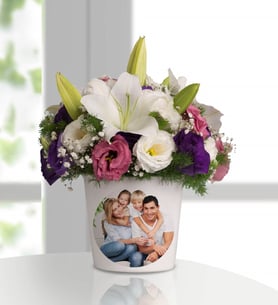 Personalized Lilies and Lisianthus Arrangement