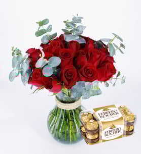 36 Red Roses And Ferrero Chocolates