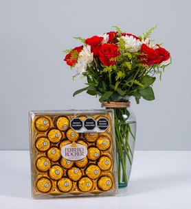 Red Rose And White Daisy Ferrero 24