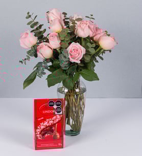 Detail Of Pink Roses With Lindt Milk